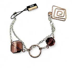 Bracciale UNOAERRE FASHION JEWELLERY in ottone bicolore con cristalli marroni - Foto 1 di 1