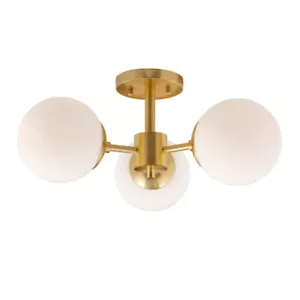 Forte Lighting Farrell 3 Light Semi Flush Mount, Gold/Satin Opal - 2745-03-12 - Picture 1 of 1