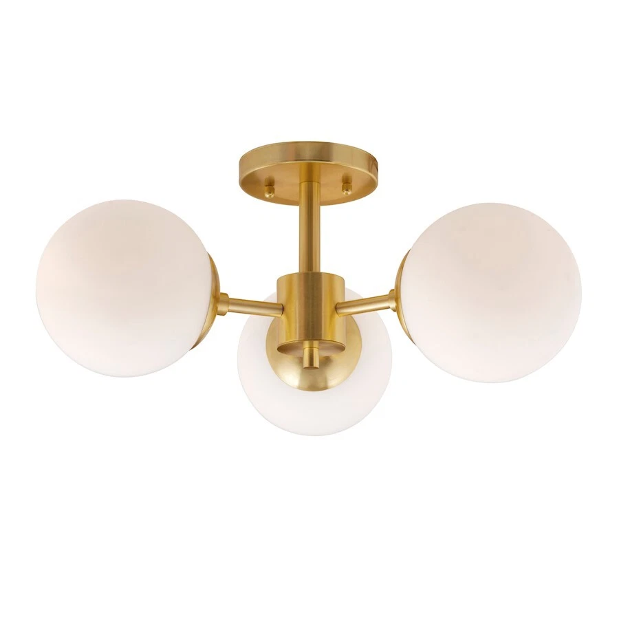 Forte Lighting Farrell 3 Light Semi Flush Mount, Gold/Satin Opal - 2745-03-12 - Image 1 of 1