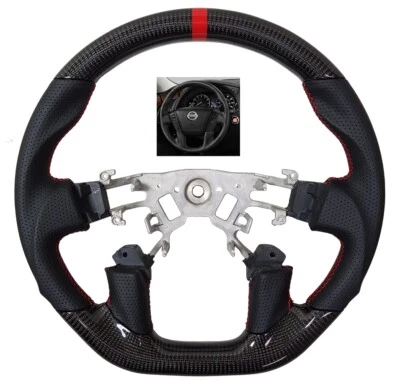 Volante deportivo de cuero REVESOL para 13-17 NISSAN TITAN ARMADA FIBRA DE CARBONO Foto 1 de 4