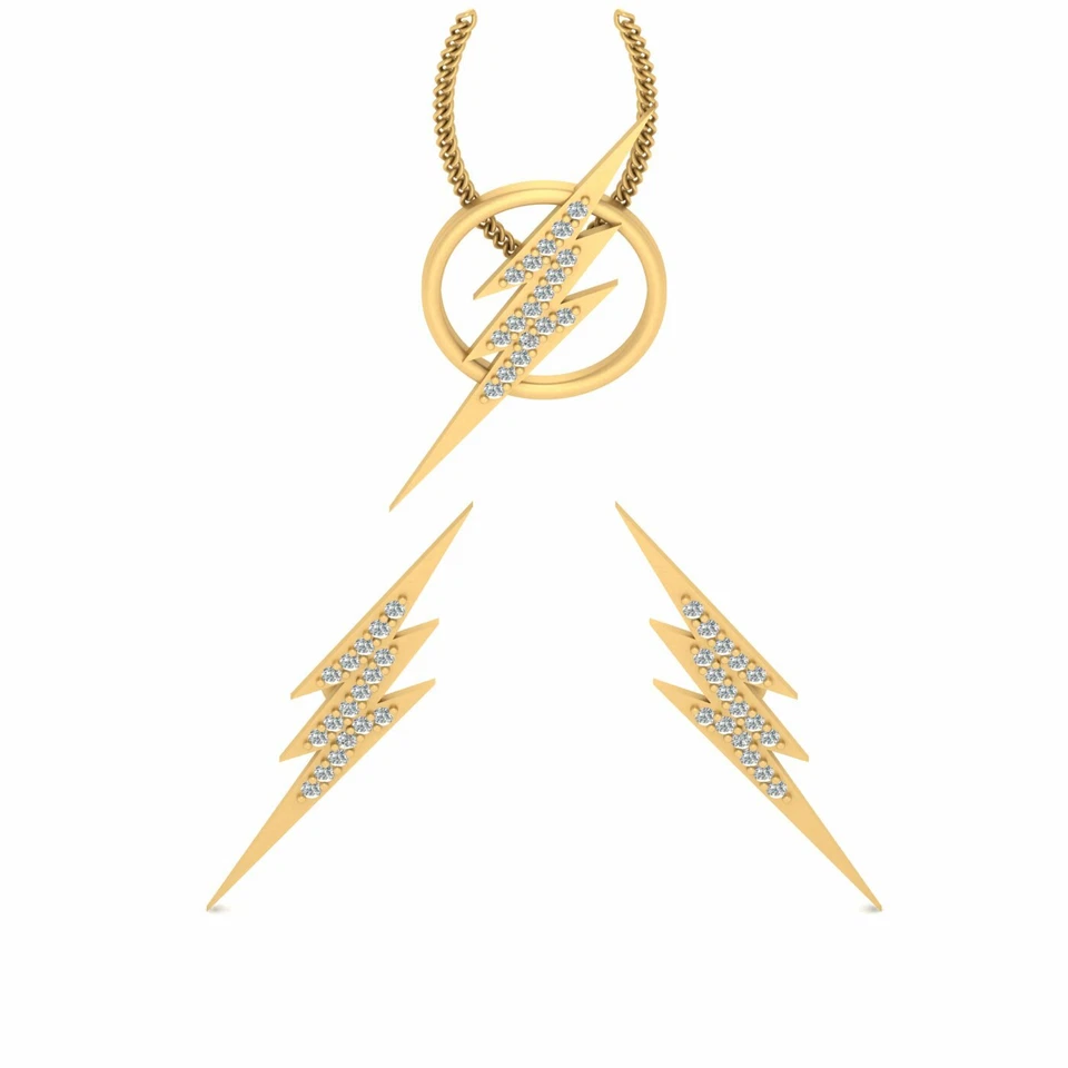 Conjunto de aretes colgantes flash rayo diamantes de laboratorio joyas de superhéroes hechos a mano Foto 1 de 4