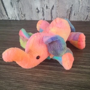 Vintage Regenbogen Neon Batik Elefant Plüschtier 7 Zoll Stofftier Bohne gefüllt Schlapp - Bild 1 von 7