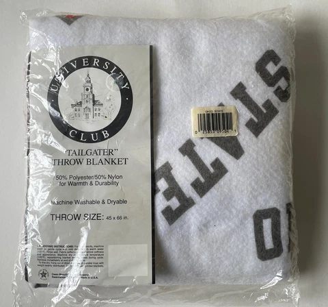 Vintage Ohio State University Club OSU Buckeyes Tailgate Throw Blanket 45x66 NEW Cover