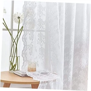 Sheer Curtains 72 inches Long French Country Floral White Lace Curtains for - Picture 1 of 7