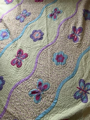 Juego de edredón, colcha, flores y mariposa rosa flor jardín niña 🦋 Foto 1 de 4