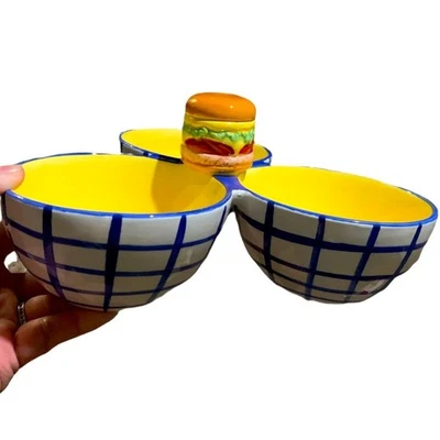 Vintage Le Gourmet Chef Cheeseburger Trio Serving Dish - Image 1 of 4