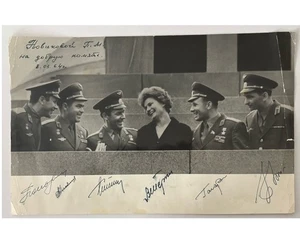 Soviet Cosmonaut Gagarin Titov PopovichNikolaev Tereshkova Bykovsky Signed Photo - Picture 1 of 10