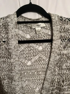 CJ Banks 2X grau creme Strickjacke Pullover vorne offen Strick leicht Acryl R5 - Bild 1 von 7