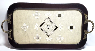 HANDMADE LEFKARN LACE SERVING TRAY (CHRISTMAS IS COMING) - Image 1 of 4