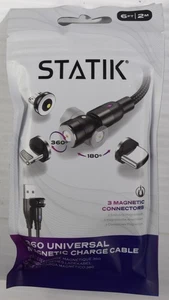 STATIK 360 Universal Magnetic Rotating 6ft Charge Cables USB-C Micro-USB ++ - Picture 1 of 6