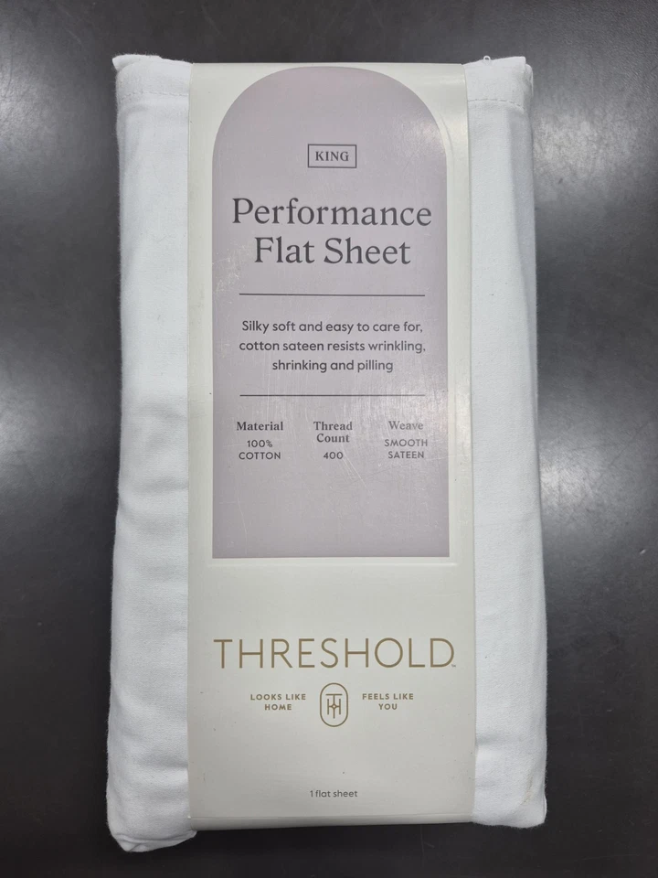 Threshold 400 Thread Count Performance Flat Sheet White King* (Dirt Marks)