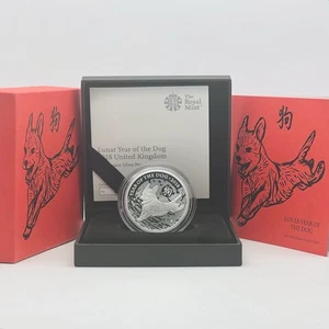 2018 Royal Mint Lunar Year Of The Dog 1oz Fine Silver Proof £2 Two Pounds Coin - Picture 1 of 5