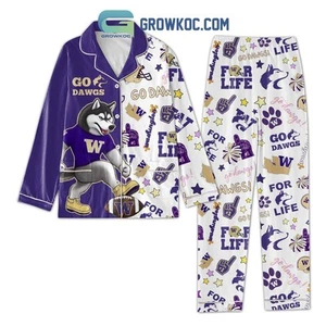 Washington Huskies For Life Go Dawgs Polyester Pajamas Set - Picture 1 of 11