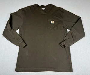 Carhartt Shirt Mens Size Large Brown Loose Fit Long Sleeve Casual Work T-Shirt - Picture 1 of 10