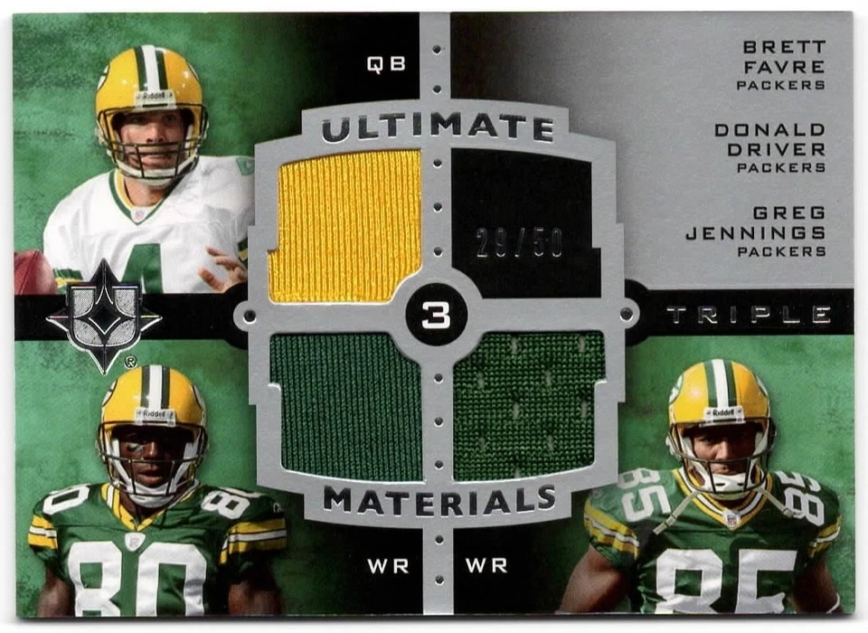 Camiseta Tripla Favre / Driver / Jennings - 2007 Ultimate Collection 29/50 EMBALAGENS - Imagem 1 de 2