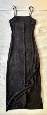 Talla S M Vintage Años 90 Slinky Negro Metálico Azul Correa Cuadrada Elastizada Tirantes Nylon Foto 1 de 4