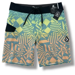 Volcom Ringer Mod Tech Swim Trunks Big Boys Size 28 16 Large Shadow Lime - Picture 1 of 6
