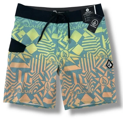 Volcom Ringer Mod Tech Swim Trunks Big Boys Size 28 16 Large Shadow Lime - Image 1 of 4