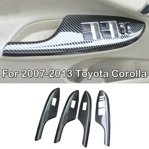 For Toyota Corolla 2007-2013 Carbon Fiber Door Window Switch Panel Cover Trim 4X - Picture 1 of 9