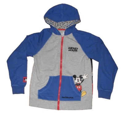 Chaqueta con Capucha con Cremallera Mickey Mouse Gris y Azul Parques Disney Talla L 10/12 Foto 1 de 4