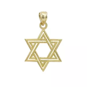 Gold Star of David Solid 14k Gold Jewish Star - Picture 1 of 13