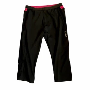 ASICS Womens Crop Tights Size 10 Black With Pink Trim Activewear Gym Training - Picture 1 of 12
