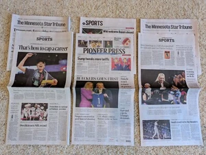 Paige Buekers UCONN Champs 2025 & 1st Rd Pick Newspapers Front Pages MN Tribune - Picture 1 of 11