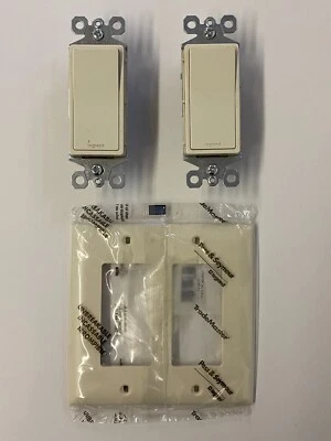 Pass & Seymour Legrand Wallplate and Decorator Switches, 2 Gang, Light Almond - Image 1 of 4