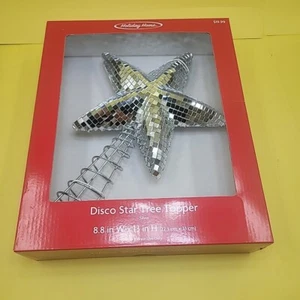 8.8" X 13" Tall 5 Point Pointy Star Mirrored Disco Christmas Tree Topper - Picture 1 of 7