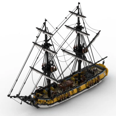 MOC 14-gun Sloop Rigged Ship with 2 Masts and Interior 3233 for Christmas - Image 1 of 4