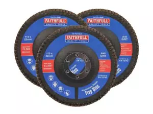 Faithfull Aluminium Oxide Flap Disc 115 x 22mm 40 Grit 3 Pack FAIFD11540A3 - Picture 1 of 2