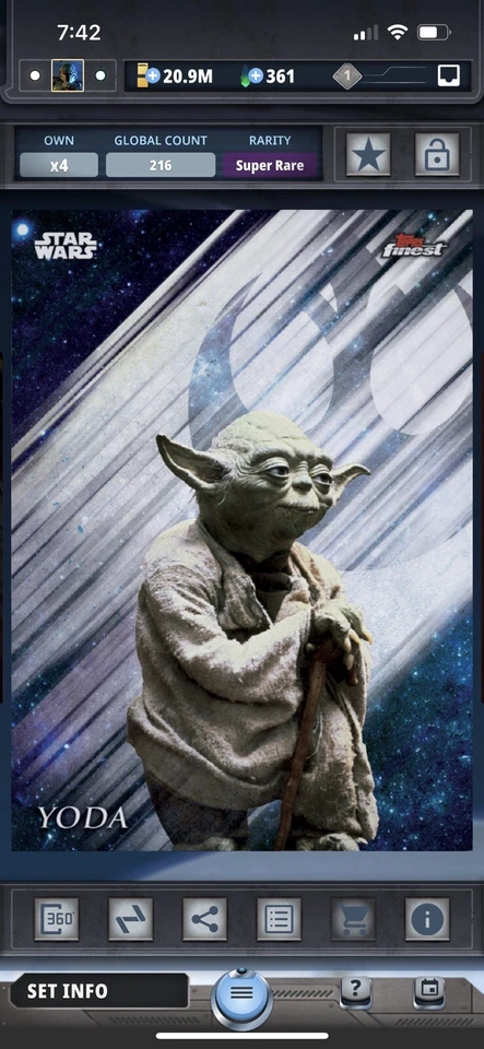 Topps Star Wars Digital Card Trader Topps Finest Yoda Insert Award - Image 1 of 1