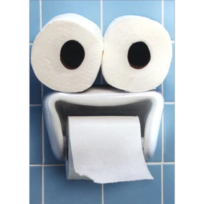 Cara de papel higiénico con fondo de azulejo azul tarjeta divertida/humorosa del día del padre Foto 1 de 2