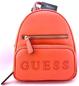 GUESS TOBAGO LOGO BACKPACK SHOULDER BAG HANDBAG Coral • AUTHENTIC New BNWT - Picture 1 of 13