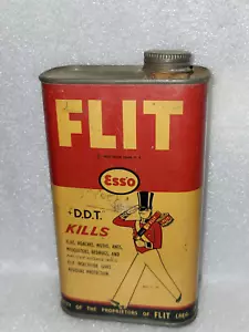Vintage Ad Dose Verpackung Ölkanne ESSO Flit Öl Ddt Tötet Standard Vakuum Deckel - Bild 1 von 9