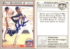 Billy Gardner Jr. Signed 1990 Pucko Pittsfield Mets #27 Card Auto AU