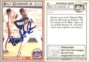 Billy Gardner Jr. Signed 1990 Pucko Pittsfield Mets #27 Card Auto AU