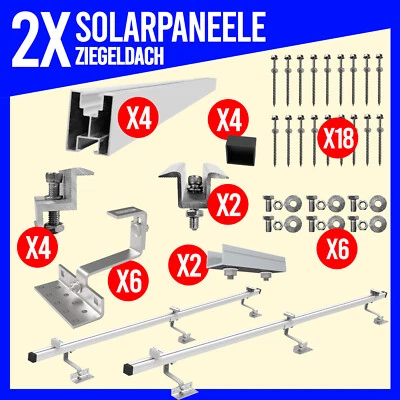 FIREND24 PV Photovoltaik Solarpaneel Halterung 2x Montage Set Ziegeldach Aufständerung IN