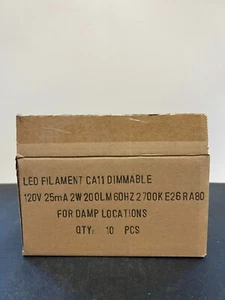 Box of 10 LED Filament CA11 Dimmable For Damp Locations - Picture 1 of 3