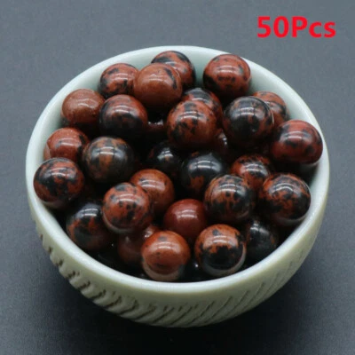 50 piezas cuentas redondas de piedra sin perforar sin agujero obsidiana caoba natural de 8 mm HT397 Foto 1 de 4