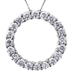 3.00 CT Round Eternity Diamond Pendant in 14k White Gold NEW - Picture 1 of 2