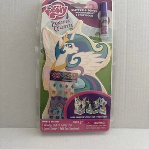 My Little Pony Princess Celestia Glitter & Jewel Wooden Doll & Storybook New - Picture 1 of 5