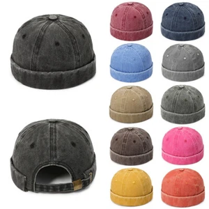Gorra Docker Estilo Lavado Sin Ala Algodón Sin Ala Sombrero Melón Gorro Invierno Reino Unido - Imagen 1 de 32