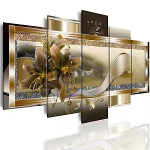 LUDUHU Yellow Orchid Flowers Canvas Print - Abstract Wall Art Painting Decor ... - Picture 1 of 9