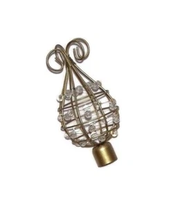 16/19mm Matt Gold Fluted Curtain Pole Rod Finials Ends with Clear Bead Detail BN - Picture 1 of 1
