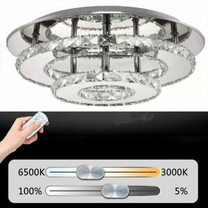 LED Crystal Ceiling Light 36W Bright Dimmable Remote Control Dining Living Room