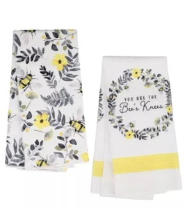 2 Kitchen Towels “You Are The Bee’s Knees” 1 Of Each Honey Bees/Floral NWTS - Picture 1 of 3