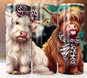 Highland Cow Tumbler 20oz Travel Cup Mug Stainless Steel W/ Straw - Picture 1 of 1