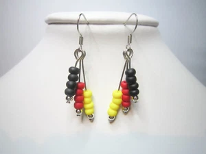 Orecchini fatti a mano Nelly Flag3, nero-rosso-oro, Germania, Belgio - Foto 1 di 2