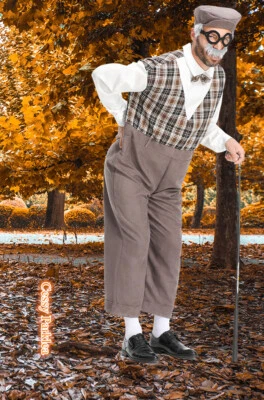 SN-G6-5 Adulto Viejo Abuelo Semana del Libro Disfraz Sombrero Gafas Pelo Barba Foto 1 de 4